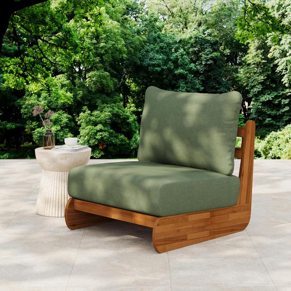 image:imageChristopher Knight Home Poppy Outdoor Club Chair with Water Resistant Acacia Wood Lounge Chair Outdoor Patio Low Profile Accent Chair Comfy Reading Chair for Garden Backyard Teak BeigeTeak Green