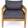 Christopher Knight Home Ahri Acacia Wood Outdoor Chair, Patio Lounge Chair with Slatted Back, Accent Chair with Cushions, Stylish Outdoor Furniture for Balcony/Garden, Beige + Light Teak(Dark Gray + Teak)
