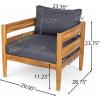 Christopher Knight Home Ahri Acacia Wood Outdoor Chair, Patio Lounge Chair with Slatted Back, Accent Chair with Cushions, Stylish Outdoor Furniture for Balcony/Garden, Beige + Light Teak(Dark Gray + Teak)