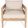 Christopher Knight Home Ahri Acacia Wood Outdoor Chair, Patio Lounge Chair with Slatted Back, Accent Chair with Cushions, Stylish Outdoor Furniture for Balcony/Garden, Beige + Light Teak(Beige + Light Teak)