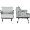 Christopher Knight Home Camber Set of 2 Outdoor Club Chair with Cushion, Metal Lounge Chair Outdoor, Patio Furniture Set for 2, Comfy Reating Armchair for Garden Backyard, Grey(Grey)