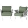 Christopher Knight Home Camber Set of 2 Outdoor Club Chair with Cushion, Metal Lounge Chair Outdoor, Patio Furniture Set for 2, Comfy Reating Armchair for Garden Backyard, Grey(White+green)