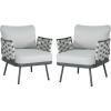 Christopher Knight Home Camber Set of 2 Outdoor Club Chair with Cushion, Metal Lounge Chair Outdoor, Patio Furniture Set for 2, Comfy Reating Armchair for Garden Backyard, Grey(Grey)
