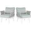 Christopher Knight Home Camber Set of 2 Outdoor Club Chair with Cushion, Metal Lounge Chair Outdoor, Patio Furniture Set for 2, Comfy Reating Armchair for Garden Backyard, Grey(White+grey)