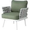 Christopher Knight Home Camber Set of 2 Outdoor Club Chair with Cushion, Metal Lounge Chair Outdoor, Patio Furniture Set for 2, Comfy Reating Armchair for Garden Backyard, Grey(White+green)