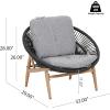 Christopher Knight Home Cyril Outdoor Papasan Chair with Cushion, Wicker Egg Chair with Removable Cushion, PE Wicker Chaise Lounge Chair, Patio Furniture Set for Garden/Backyard, Brown+Beige(Brown+dark Grey)