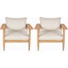Christopher Knight Home Dessa Acacia Wood Accent Chairs Set of 2, Outdoor Club Chairs with Cushions, Slat Panel Support Armchair, Comfort Lounge Chair for Balcony Backyard Garden, Teak+Beige