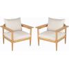 Christopher Knight Home Dessa Acacia Wood Accent Chairs Set of 2, Outdoor Club Chairs with Cushions, Slat Panel Support Armchair, Comfort Lounge Chair for Balcony Backyard Garden, Teak+Beige
