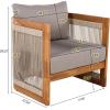 Christopher Knight Home Dora Set of 2 Patio Club Chair with Cushions, Acacia Wood Lounge Chair Outdoor, Woven Accents, Curved Design Side Chair for Balcony Backyard Garden Poolside, Grey + Teak(Grey + Teak)