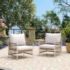 Christopher Knight Home Evelyn Set of 2 Lounge Chair Outdoor with Handwoven Rope, Powder-Coated Steel Frame Garden Chair Set, Patio Seating with Waterproof Cushions for Garden Balcony, Beige + Natural