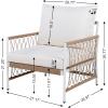 Christopher Knight Home Evelyn Set of 2 Lounge Chair Outdoor with Handwoven Rope, Powder-Coated Steel Frame Garden Chair Set, Patio Seating with Waterproof Cushions for Garden Balcony, Beige + Natural