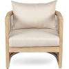 Christopher Knight Home Faine Acacia Wood Outdoor Club Chair, Patio Accent Chair with Removable Cushion, Curved Backrest Comfy Reading Chair, Wooden Single Lounge Sofa, Light Teak+Beige