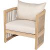 Christopher Knight Home Faine Acacia Wood Outdoor Club Chair, Patio Accent Chair with Removable Cushion, Curved Backrest Comfy Reading Chair, Wooden Single Lounge Sofa, Light Teak+Beige