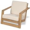 Christopher Knight Home Fayah Acacia Wood Lounge Chair Outdoor, Wooden Patio Armchair for Lounging, Patio Furniture Single Sofa Chair, Garden/Poolside Comfy Reading Chair with Cushion,Light Teak+Beige