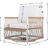 Christopher Knight Home Fiora 360° Swivel Patio Chairs Set of 2 with Handwoven Rope, Powder-Coated Steel Frame Outdoor Lounge Chairs, Patio Seating with Waterproof Cushions, Beige + Natural