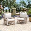 Christopher Knight Home Fiora 360° Swivel Patio Chairs Set of 2 with Handwoven Rope, Powder-Coated Steel Frame Outdoor Lounge Chairs, Patio Seating with Waterproof Cushions, Beige + Natural