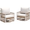 Christopher Knight Home Fiora 360° Swivel Patio Chairs Set of 2 with Handwoven Rope, Powder-Coated Steel Frame Outdoor Lounge Chairs, Patio Seating with Waterproof Cushions, Beige + Natural
