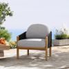 Christopher Knight Home Grotta Acacia Wood Patio Accent Chair, Wooden Lounge Chair Outdoor, Outdoor Barrel Chair with Rope Weave+Removable Cushion, Curved Backrest Single Lounge Sofa, Beige+Teak(Gray+teak)