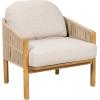Christopher Knight Home Grotta Acacia Wood Patio Accent Chair, Wooden Lounge Chair Outdoor, Outdoor Barrel Chair with Rope Weave+Removable Cushion, Curved Backrest Single Lounge Sofa, Beige+Teak(Beige+teak)