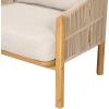 Christopher Knight Home Grotta Acacia Wood Patio Accent Chair, Wooden Lounge Chair Outdoor, Outdoor Barrel Chair with Rope Weave+Removable Cushion, Curved Backrest Single Lounge Sofa, Beige+Teak(Beige+teak)
