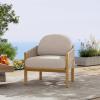 Christopher Knight Home Grotta Acacia Wood Patio Accent Chair, Wooden Lounge Chair Outdoor, Outdoor Barrel Chair with Rope Weave+Removable Cushion, Curved Backrest Single Lounge Sofa, Beige+Teak(Beige+teak)