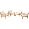 Christopher Knight Home Heidi Outdoor Club Chairs with Cushions, Acacia Wood Patio Accent Armchair Set, Wooden Lounge Chair, Comfy Patio Seating for Garden Backyard, Set of 4, Teak Finish + Beige(Teak Finish + Beige)