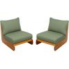 Christopher Knight Home Hopi Set of 2 Outdoor Club Chair with Water Resistant, Acacia Wood Lounge Chair Outdoor, Patio Low Profile Accent Chairs, Comfy Reading Chairs for Garden Backyard, Teak + Green(Teak + Green)