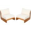 Christopher Knight Home Hopi Set of 2 Outdoor Club Chair with Water Resistant, Acacia Wood Lounge Chair Outdoor, Patio Low Profile Accent Chairs, Comfy Reading Chairs for Garden Backyard, Teak + Green(Teak + Beige)