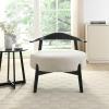 Christopher Knight Home Ipomoea Low Back Accent Chair, Living Room Lounge Chair, Comfy Chair for Bedroom, Wooden Side Chair with Armrest, Reading Chair with Soft Fabric Cushion, Beige+Black(Beige+black)