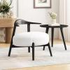 Christopher Knight Home Ipomoea Low Back Accent Chair, Living Room Lounge Chair, Comfy Chair for Bedroom, Wooden Side Chair with Armrest, Reading Chair with Soft Fabric Cushion, Beige+Black(White+black)