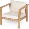 Christopher Knight Home Irelia Modern Patio Chair, Acacia Wood and Rope Club Chair, Lounge Chair Outdoor with Waterproof Cushions for Backyard/Deck/Poolside/Garden, Beige + Light Teak