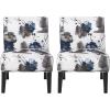 Christopher Knight Home Kendal Set of 2 Fabric Upholstered Club Chair, Floral Print Modern Armless Accent Chair for Living Room, Comfy Slipper Chair for Bedroom Home Office, Blue+White