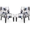 Christopher Knight Home Kendal Set of 2 Fabric Upholstered Club Chair, Floral Print Modern Armless Accent Chair for Living Room, Comfy Slipper Chair for Bedroom Home Office, Blue+White