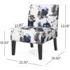 Christopher Knight Home Kendal Set of 2 Fabric Upholstered Club Chair, Floral Print Modern Armless Accent Chair for Living Room, Comfy Slipper Chair for Bedroom Home Office, Blue+White