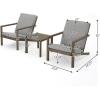 Christopher Knight Home Leah 2-Seater Acacia Wood Outdoor Patio Furniture Set, Outdoor Conversation Chat Set with Cushion, Adirondack Chairs Set of 2 + Side Table Set for Backyard Balcony, Teak+Beige(Grey Finish / Grey)