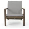 Christopher Knight Home Leah 2-Seater Acacia Wood Outdoor Patio Furniture Set, Outdoor Conversation Chat Set with Cushion, Adirondack Chairs Set of 2 + Side Table Set for Backyard Balcony, Teak+Beige(Grey Finish / Grey)