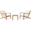 Christopher Knight Home Leah 2-Seater Acacia Wood Outdoor Patio Furniture Set, Outdoor Conversation Chat Set with Cushion, Adirondack Chairs Set of 2 + Side Table Set for Backyard Balcony, Teak+Beige(Teak + Beige)