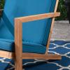 Christopher Knight Home Leah 2-Seater Acacia Wood Outdoor Patio Furniture Set, Outdoor Conversation Chat Set with Cushion, Adirondack Chairs Set of 2 + Side Table Set for Backyard Balcony, Teak+Beige(Brown Patina/Dark Teal)