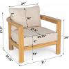 Christopher Knight Home Lucky Patio Acacia Wood Club Chair with Cushions, Comfy Lounge Chair Outdoor, Stylish Garden Seating, Semi-Circular Back Armchair for Porch, Backyard, Beige + Light Teak