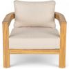 Christopher Knight Home Lucky Patio Acacia Wood Club Chair with Cushions, Comfy Lounge Chair Outdoor, Stylish Garden Seating, Semi-Circular Back Armchair for Porch, Backyard, Beige + Light Teak