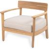 Christopher Knight Home Manny Acacia Wood Patio Accent Chair, Wooden Lounge Chair Outdoor, Comfy Reading Chair with Removable Cushion, Curved Backrest Lounge Sofa, Garden Poolside Seating, Teak+Beige