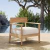 Christopher Knight Home Manny Acacia Wood Patio Accent Chair, Wooden Lounge Chair Outdoor, Comfy Reading Chair with Removable Cushion, Curved Backrest Lounge Sofa, Garden Poolside Seating, Teak+Beige