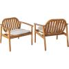 Christopher Knight Home Meja Acacia Wood Outdoor Club Chair Set of 2 with Cushion, Wooden Patio Accent Armchair, Comfy Lounge Chair Outdoor Set, Patio Furniture with Cushion, Teak+Beige