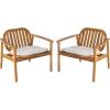 Christopher Knight Home Meja Acacia Wood Outdoor Club Chair Set of 2 with Cushion, Wooden Patio Accent Armchair, Comfy Lounge Chair Outdoor Set, Patio Furniture with Cushion, Teak+Beige