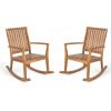 Christopher Knight Home Nycha Acacia Wood Rocking Chair Outdoor Set of 2, Patio Furniture Set, Wooden Patio Single Sofa with Glider Function, Lounge Chair Outdoor, Teak