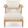 Christopher Knight Home Ordel Acacia Wood Patio Accent Chair with Ottoman Footrest, Wooden Lounge Chair Outdoor and Ottoman Set, Comfy Reading Chair with Footrest Stool, Beige+Light Teak