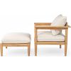 Christopher Knight Home Ordel Acacia Wood Patio Accent Chair with Ottoman Footrest, Wooden Lounge Chair Outdoor and Ottoman Set, Comfy Reading Chair with Footrest Stool, Beige+Light Teak