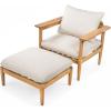 Christopher Knight Home Ordel Acacia Wood Patio Accent Chair with Ottoman Footrest, Wooden Lounge Chair Outdoor and Ottoman Set, Comfy Reading Chair with Footrest Stool, Beige+Light Teak