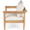 Christopher Knight Home Ordel Acacia Wood Patio Accent Chair with Removable Cushions, Wooden Lounge Chair Outdoor with Wide Armrest, Comfy Reading Chair for Garden/Backyard, Beige+Light Teak