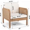 Christopher Knight Home Peter Patio Acacia Wood Club Chair with Cushions, Comfy Lounge Chair Outdoor, Stylish Garden Seating, Wicker Armchair for Porch, Backyard, Balcony, Light Brown & Beige